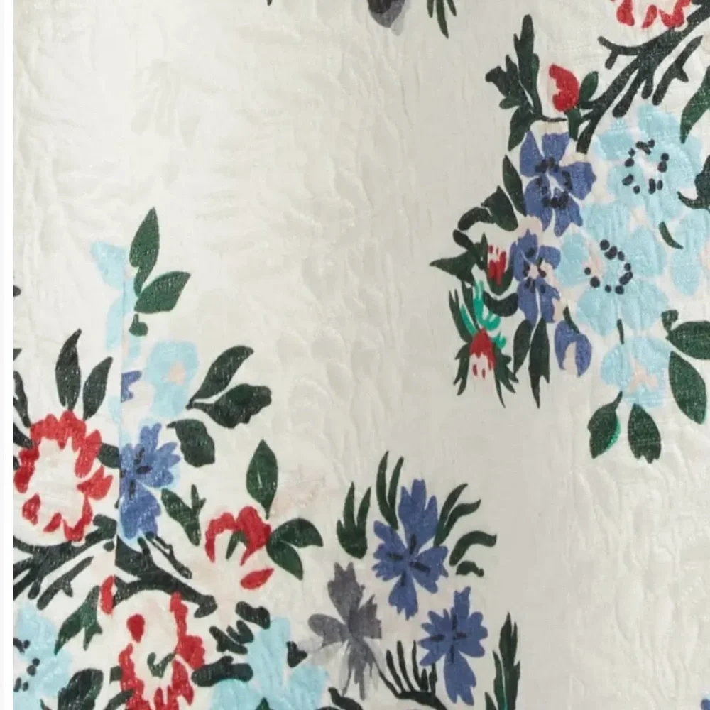 Adam Lippes Eloise Floral Matelassé Fit & Flare Midi Dress White Short Sleeves 2 - Picture 5 of 16